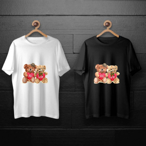 طرح لایه باز خرس تدی با قلب قرمز و نوشته عشق برای چاپ روی انواع تیشرت